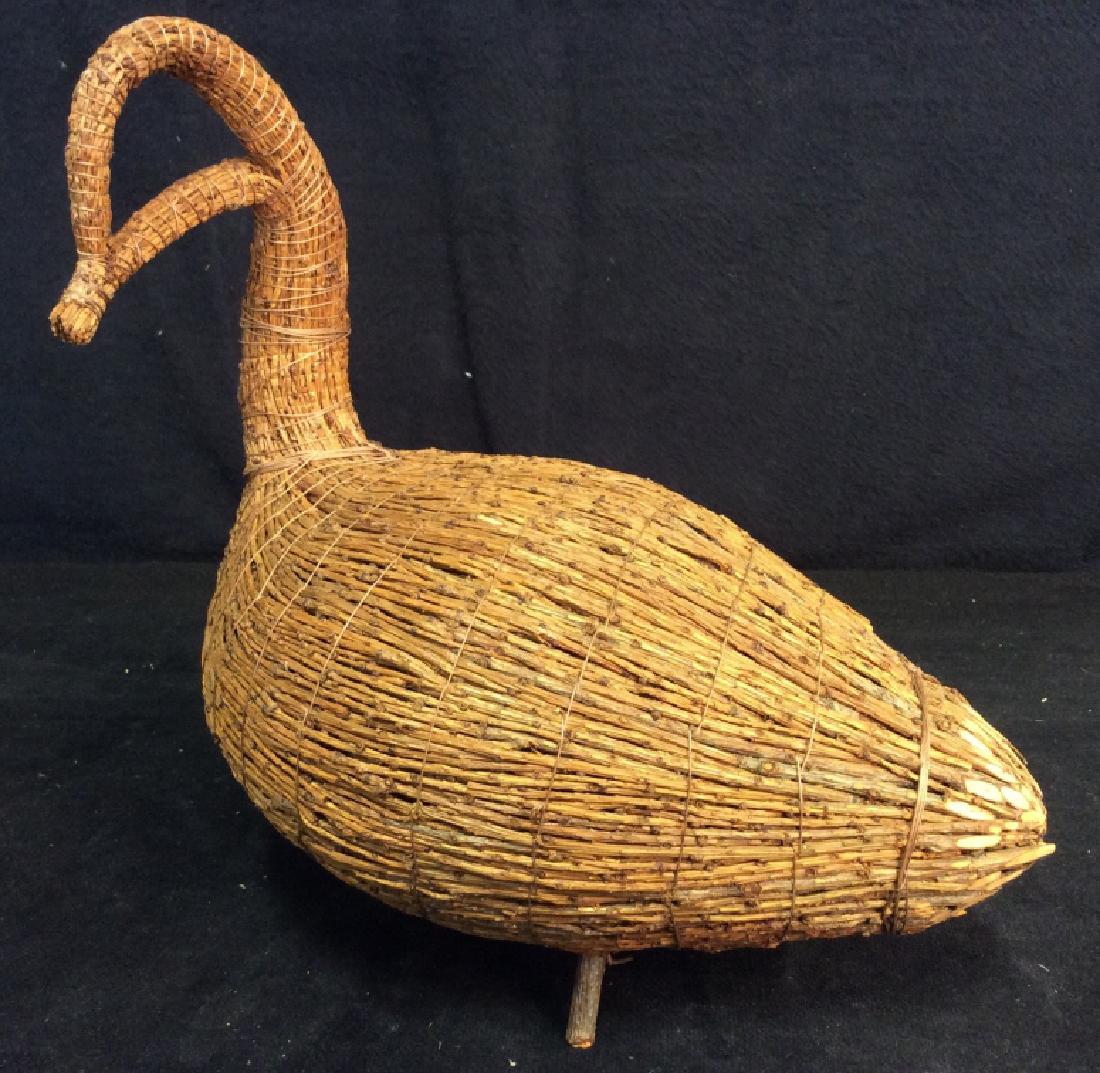 Vintage Wood Branch Figure of a Goose: Vintage Decorative wood figure of a goose, twigs bound by possibly silk thread, not signed, measures 12 in x 11 in, DECORATIVE Tableware, Kitchenware, animal figural Conservatory Decor, 5