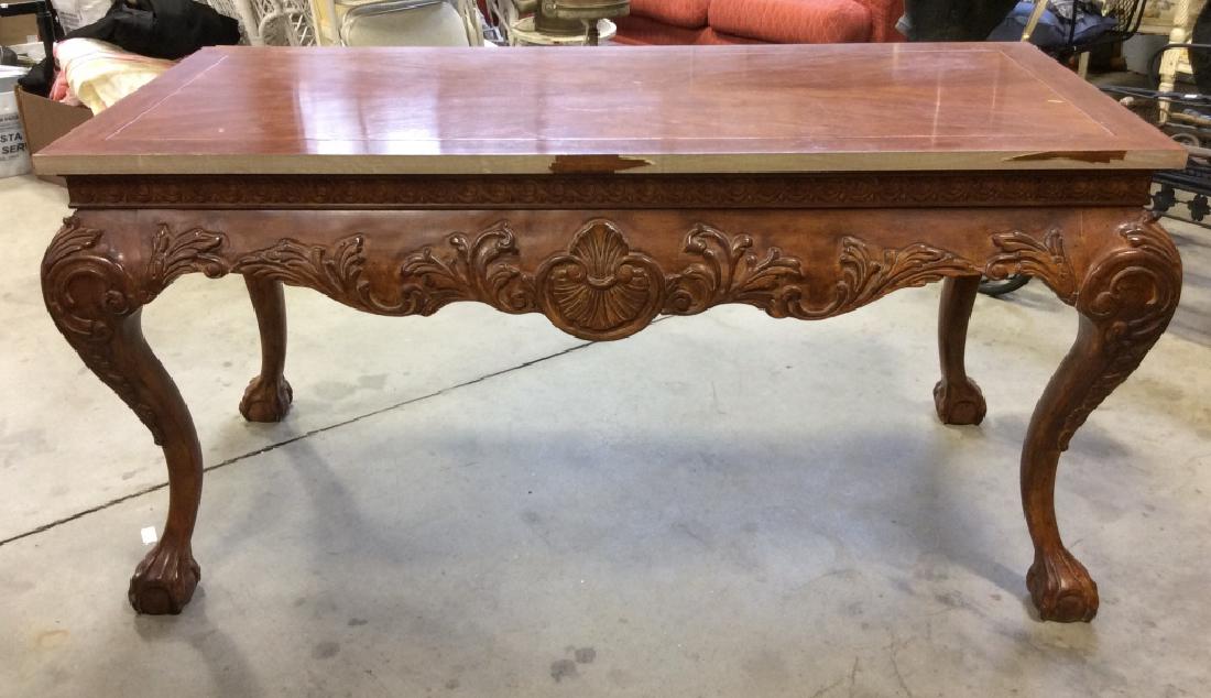 Brown Wooden Table W Cabriole Legs And Claw Feet (1 of 10)