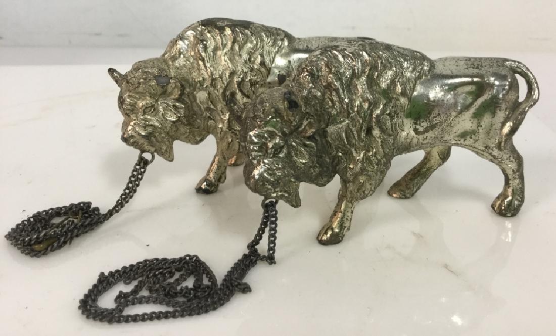 Pair Silver Tone Figures of Buffalo (1 of 9)
