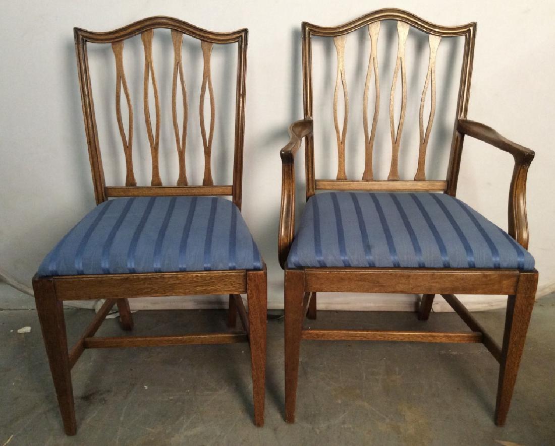 Pair of Vintage Wood Chairs W Blue Fabric Cushions (1 of 14)