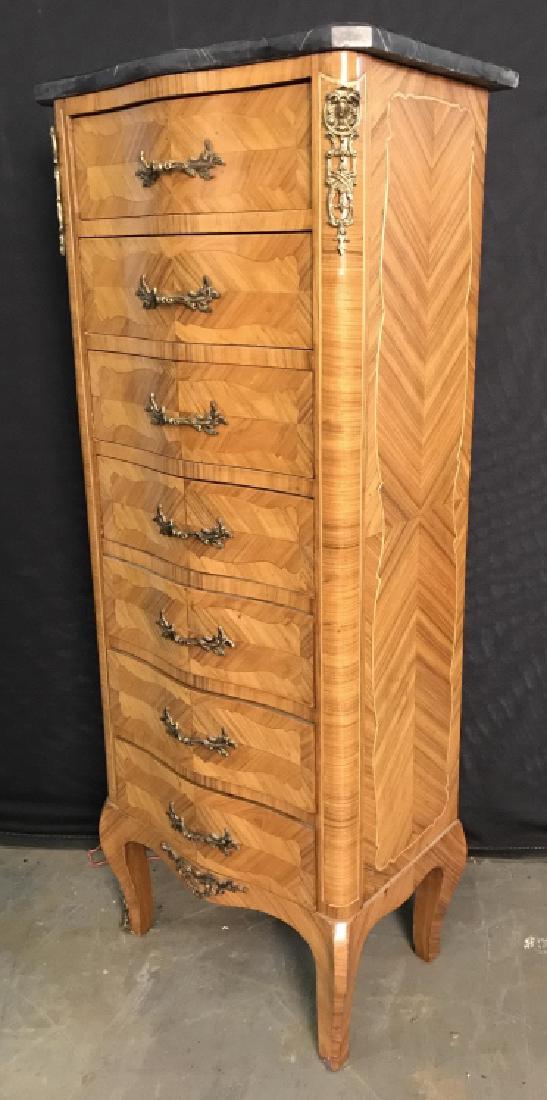 Vintage Inlaid Wooden Lingerie Chest W Marble Top (1 of 8)