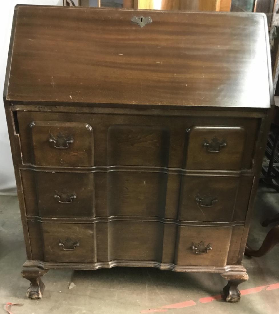 Vintage Carved Wooden Writers Desk (1 of 8)