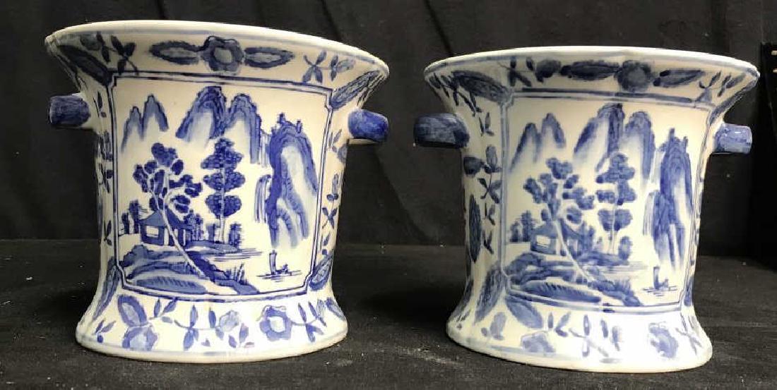 Pair Blue White Asian Porcelain Vases (1 of 10)