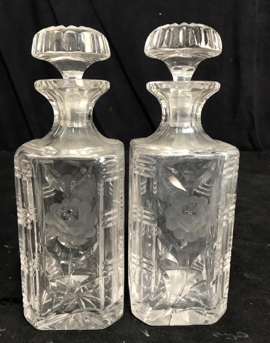 Pair Vintage Etched Cut Glass Decanters (1 of 11)