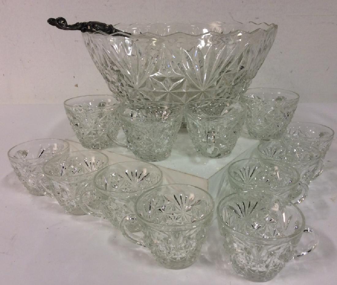 Holiday Cut Glass Punchbowl With Ladle & Cups (1 of 13)