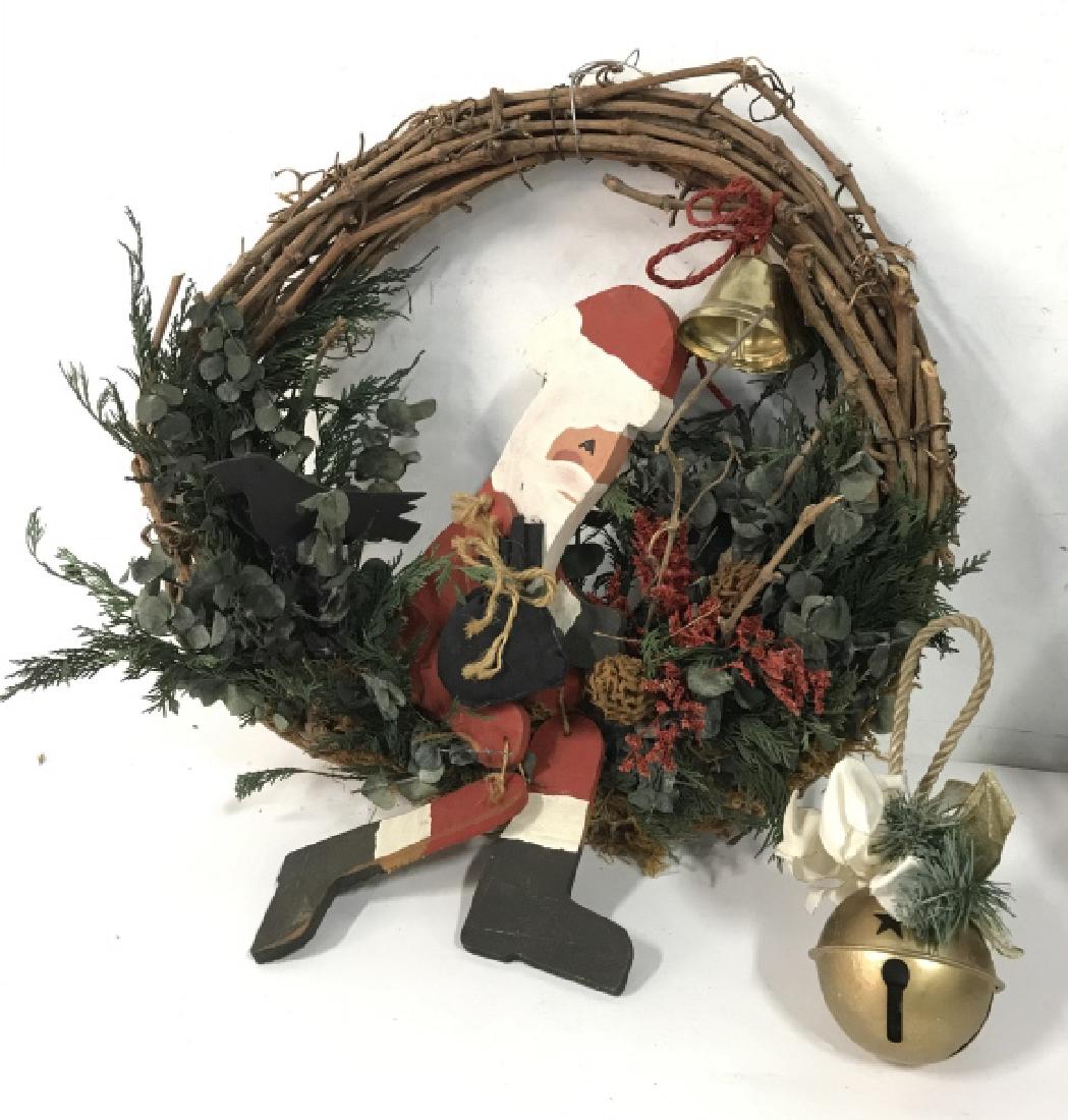 Lot 2 Christmas Wreath W Hand Painted Santa (1 of 7)