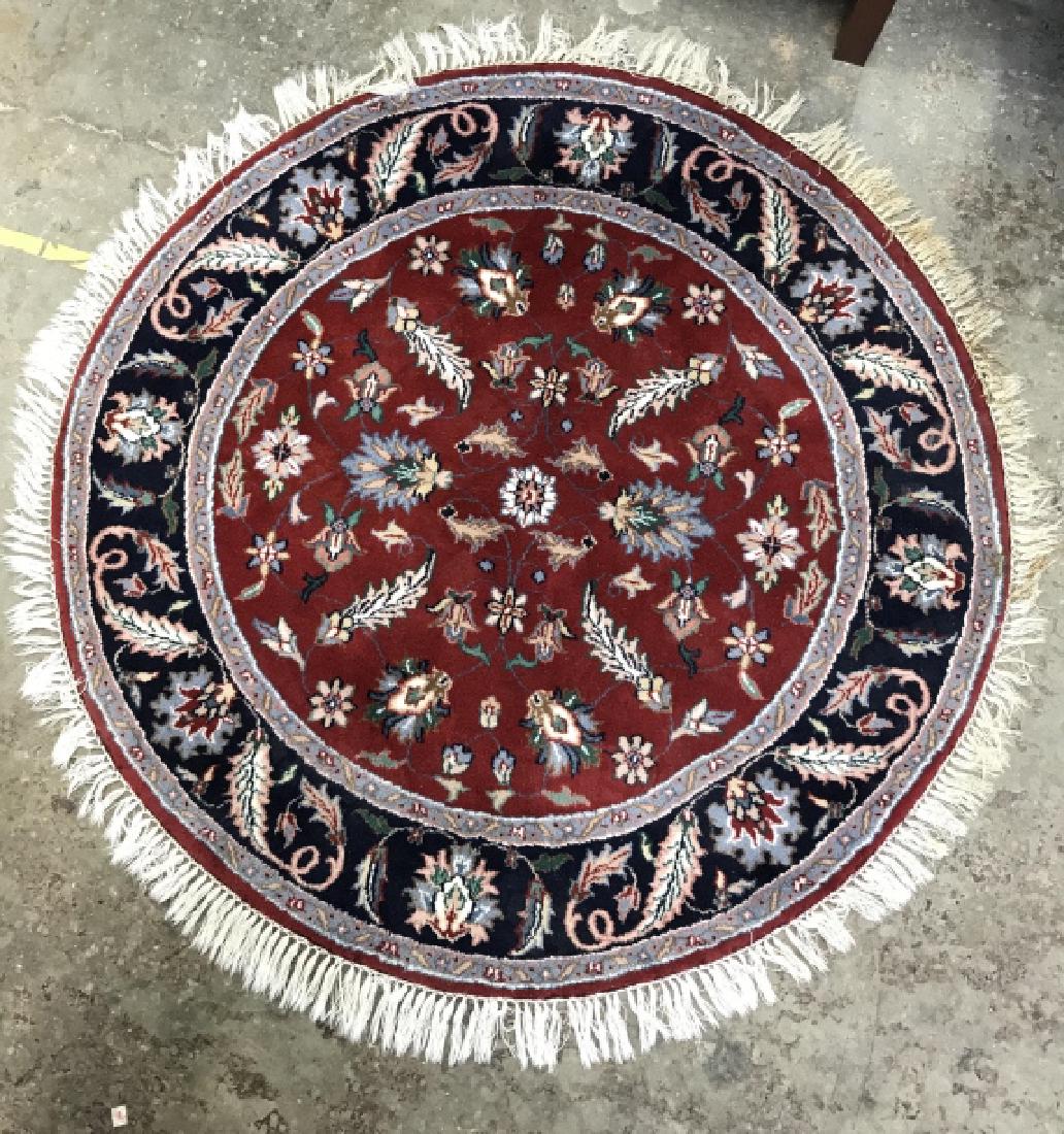Circular Area Rug W FloraL And Leaf Design (1 of 6)