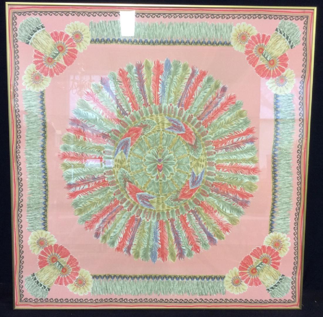 Framed Square Scarf W Feather Illustrations (1 of 8)