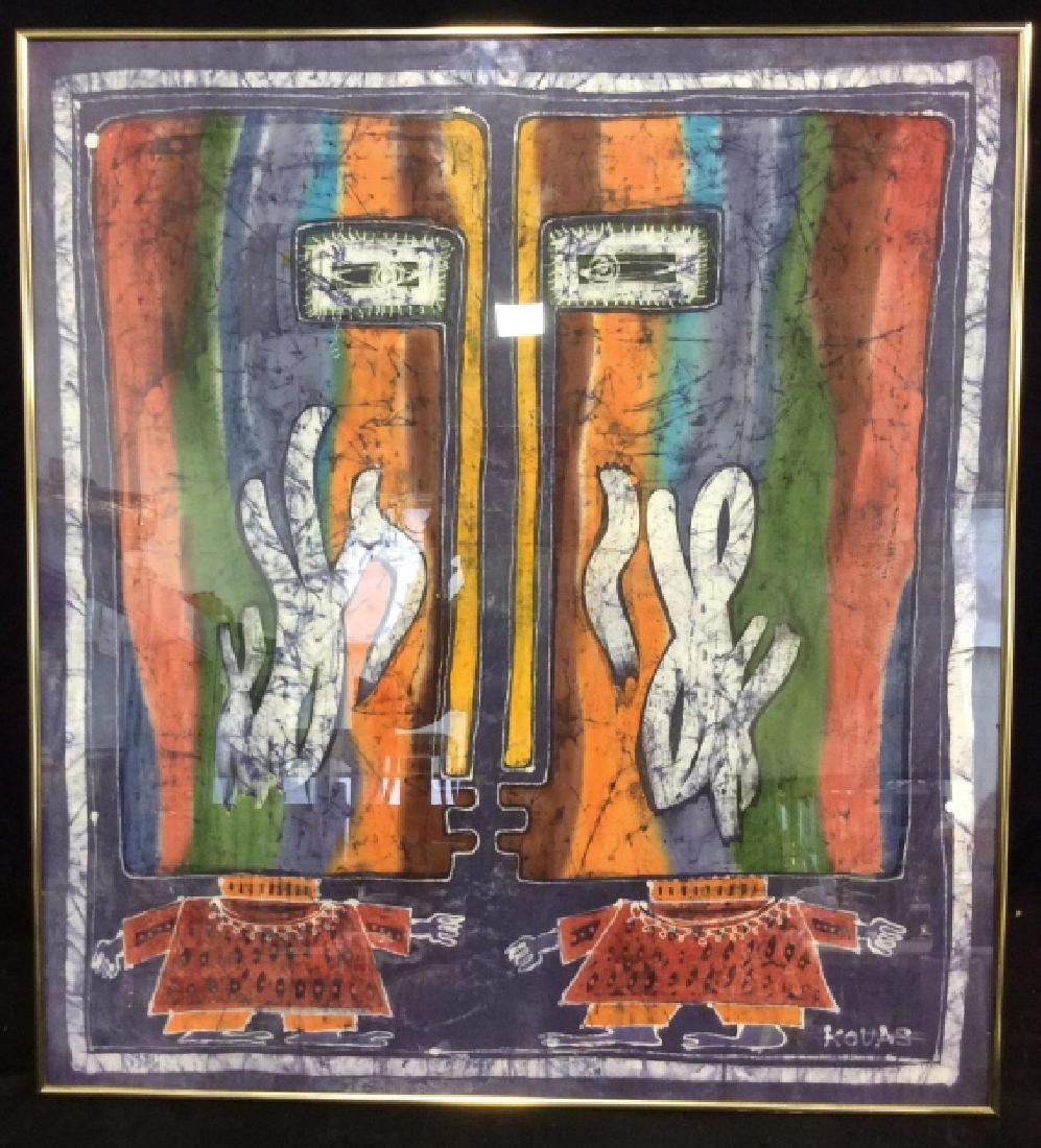 Framed & Signed Abstract Figural Illustrated Scarf (1 of 7)