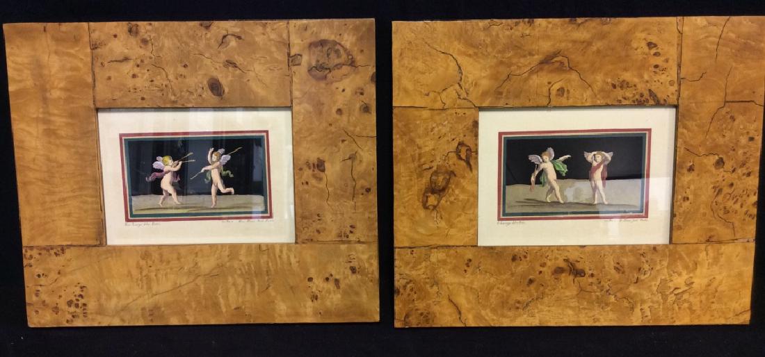 Pair Of Framed Painted Prints Of Cherub Angels (1 of 15)