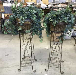 Vintage Metal Plant Stands For Antique Pair Antique Metal Wire Plant Stands