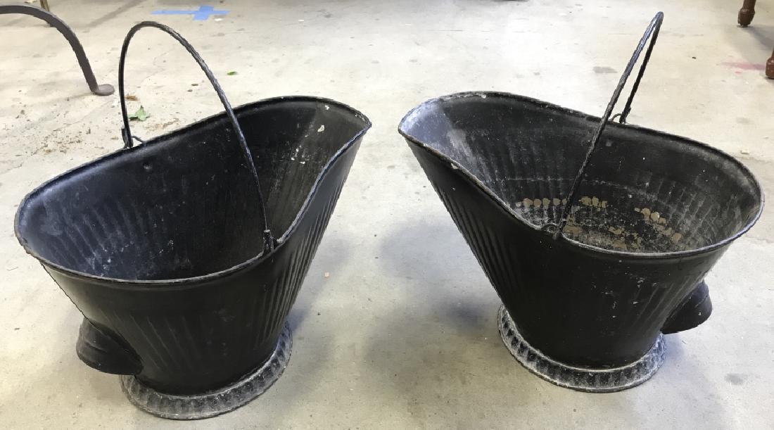 Pair Vintage Metal Scuttle Coal Buckets (1 of 9)