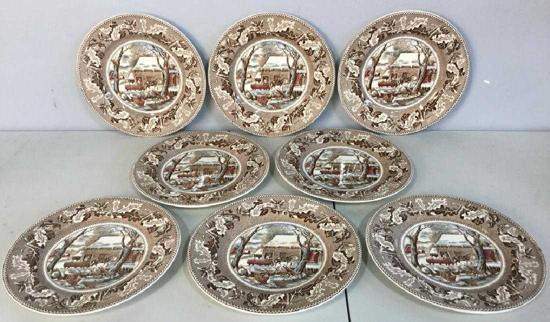 Lot 8 JOHNSON BROS Porcelain Plates, Horses (1 of 8)