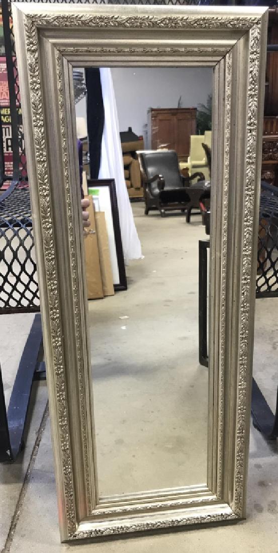 Silver Toned Mirror W Carved Floral And Leaf (1 of 5)