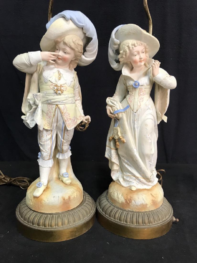 Pair Bisque Figural Victorian Style Lamps (1 of 12)