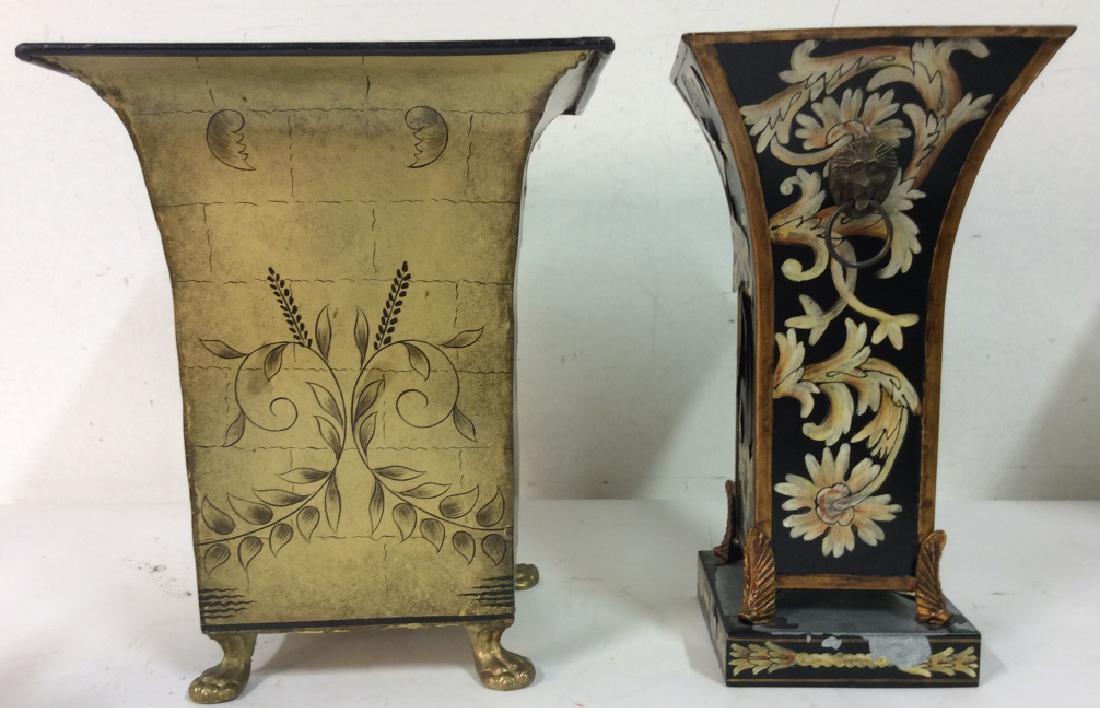 Pair of Metallic Planters W Floral Embellishments (1 of 16)