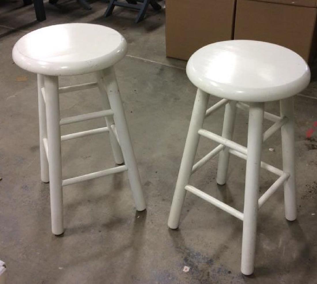 Pair of White Painted Wooden Stools (1 of 7)