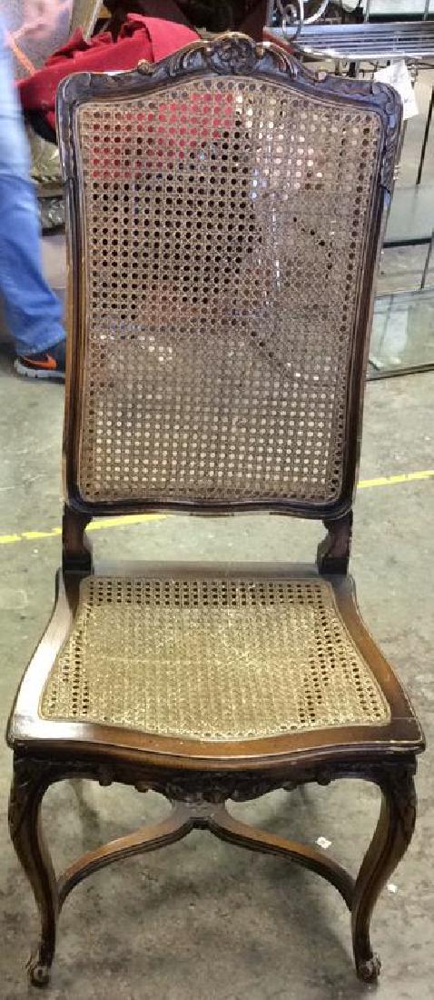 Caned Seat Country French Side Chair: X stretcher,cabriole legs tall back Caned Seat and back, ht app 45 inches, 20 width 17 inches depth