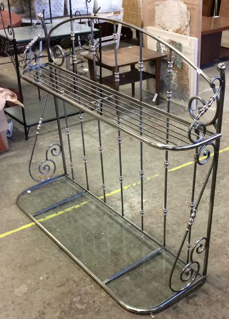 Hanging Chrome Glass Scrolled Bakers Rack (1 of 11)