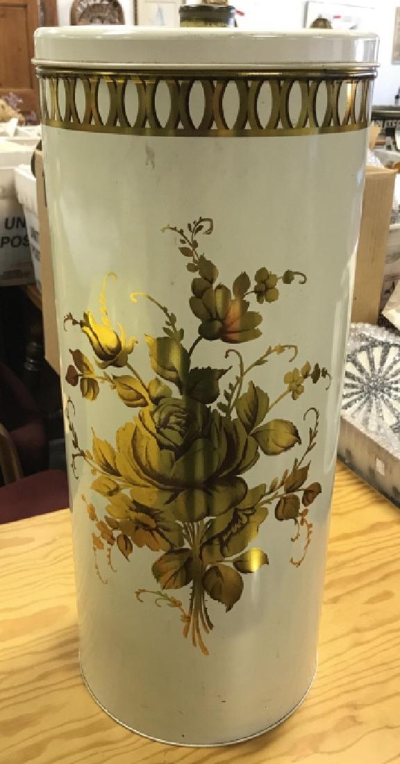 Large Vintage Painted Tin Storage Container (1 of 7)