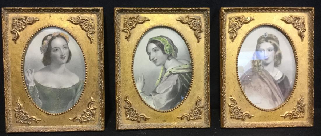 Group of 3 Gilded Framed Female Portrait Prints (1 of 9)
