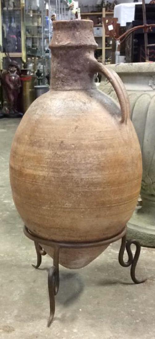 Vintage Terra Cotta Pot w Iron Stand (1 of 10)