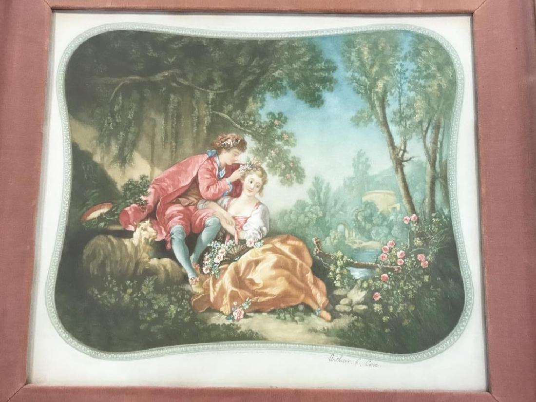 Signed and Framed Mezzotint of Garden Gathering (1 of 10)