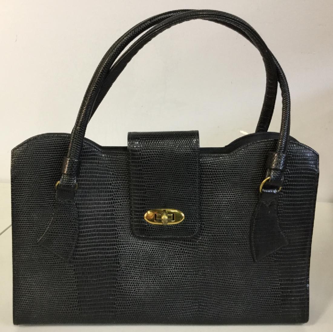 Vintage Black Embossed Leather Ladies Handbag (1 of 10)