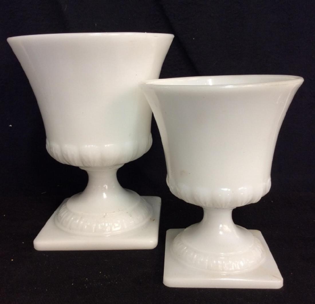 Pair Milk Glass Pedestal Planters (1 of 6)