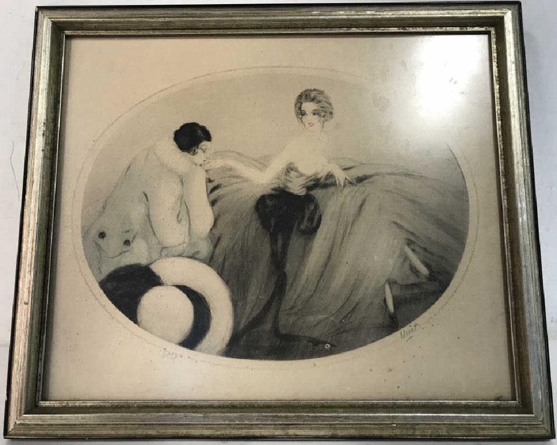 Framed and Signed Vintage Drawing of 2 Figures (1 of 8)