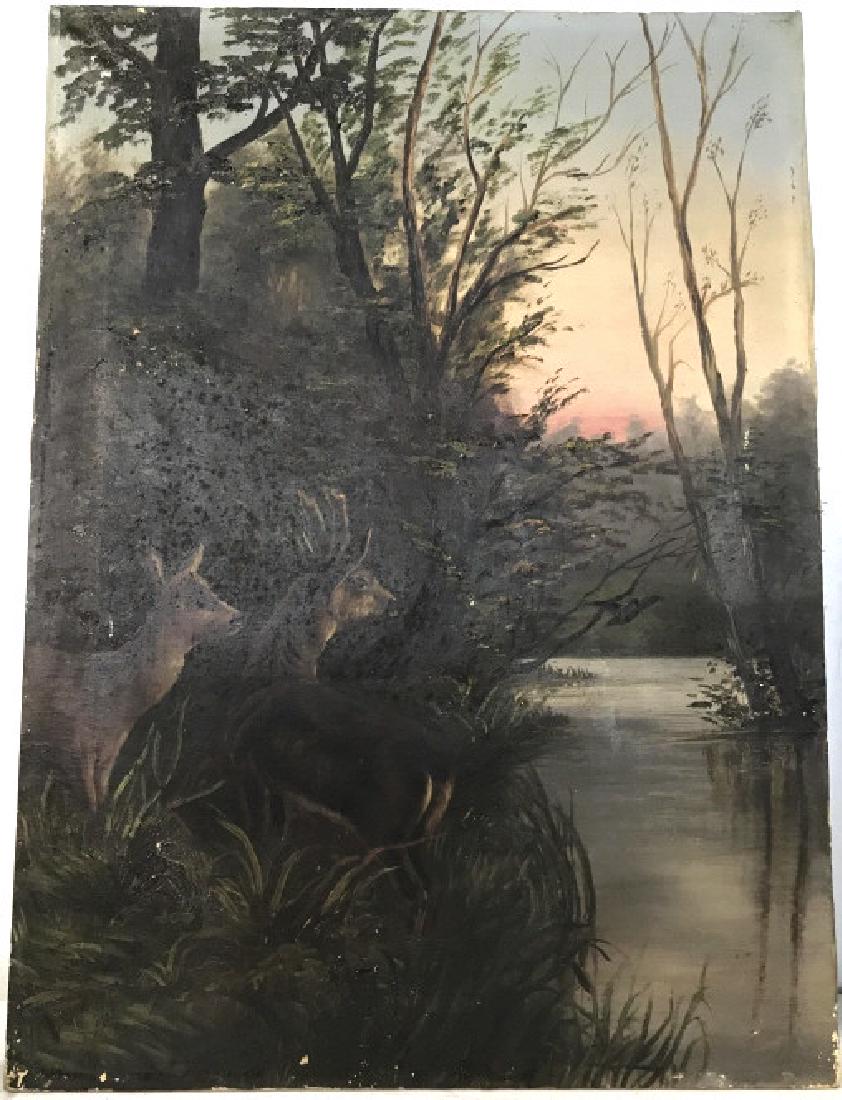 Oil on Canvas Deer in Forest (1 of 8)