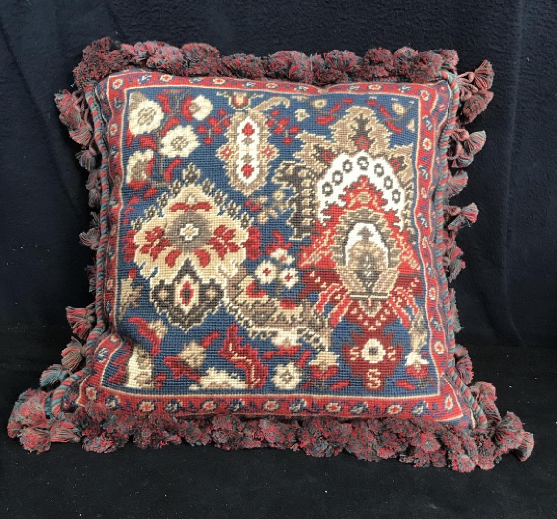 Fringed Needlepoint Throw Pillow (1 of 9)