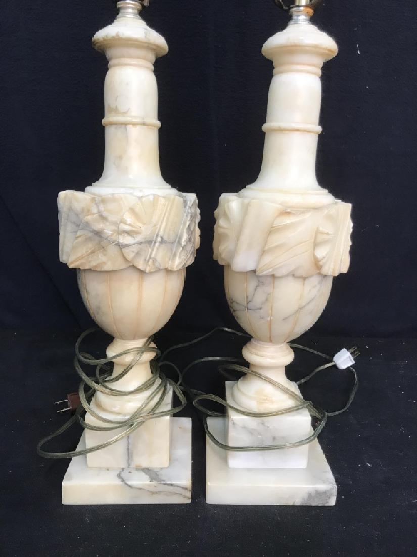 Pair Carved Alabaster Lamps, Italy (1 of 14)