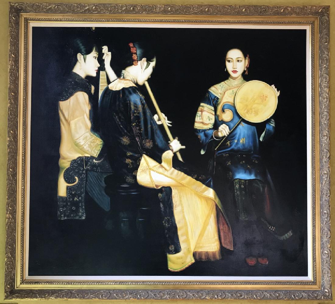 Oil Painting Of Asian Figures Playing Instruments (1 of 16)