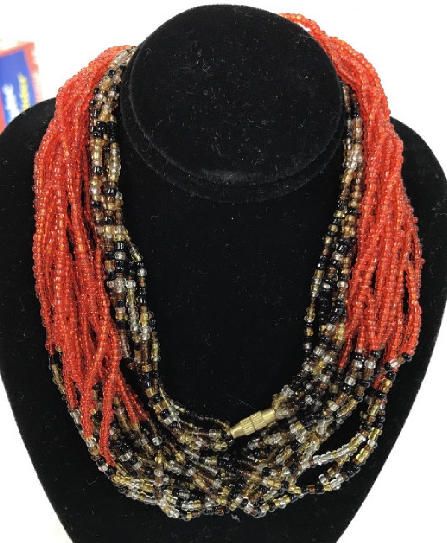 Red Black Caramel Toned Beaded Necklace (1 of 10)