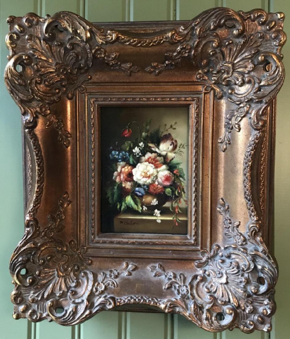 Signed Oil On Board Floral Still Life W Frame (1 of 12)