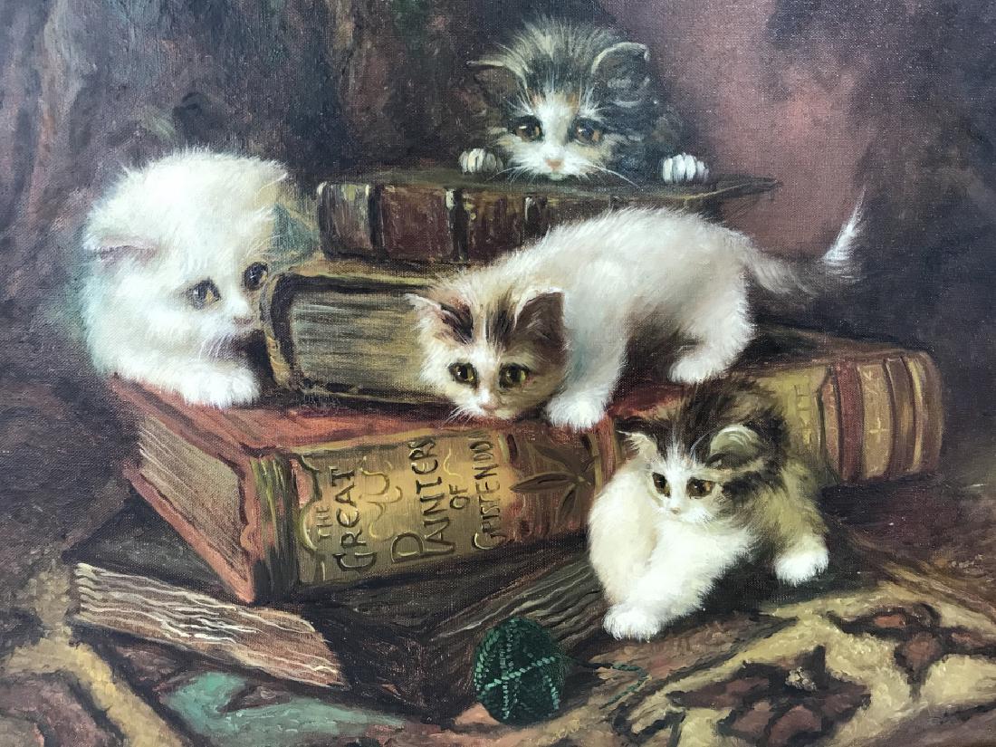 Signed Oil On Canvas Kitten Painting (1 of 12)