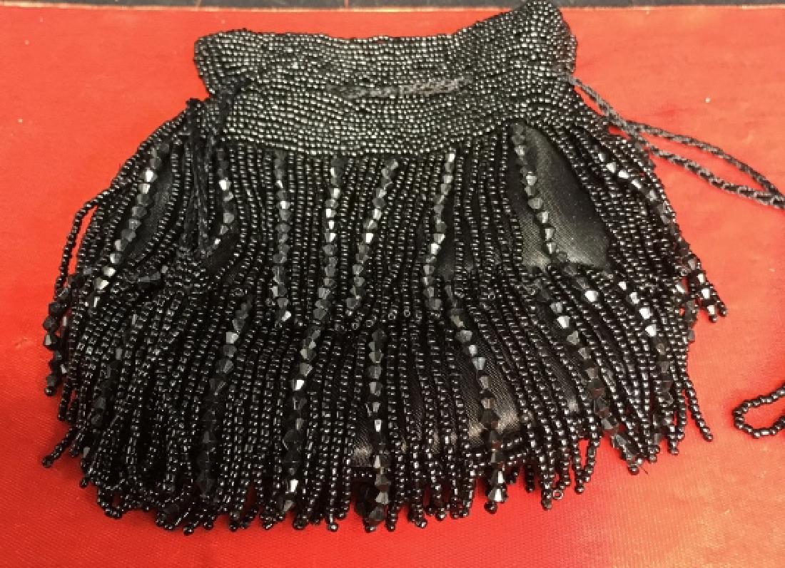 Glittery Black Beaded Satin Evening Purse (1 of 8)
