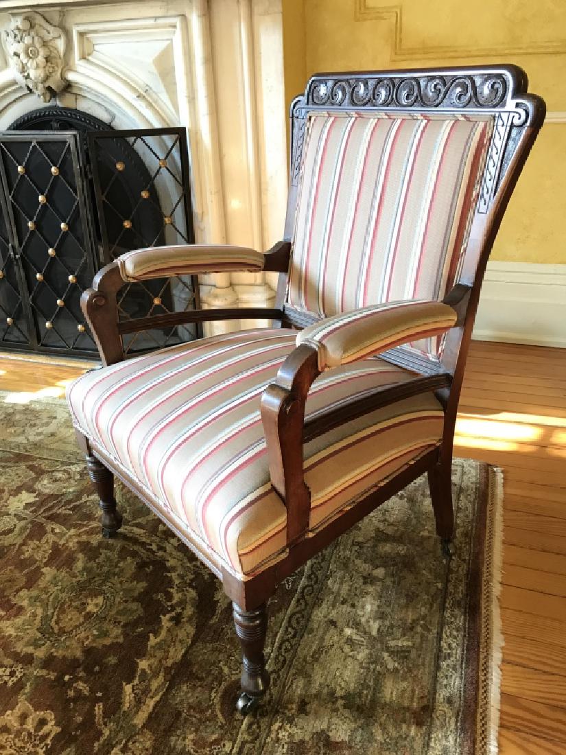Vintage Carved Wooden & Upholstered Armchair (1 of 13)