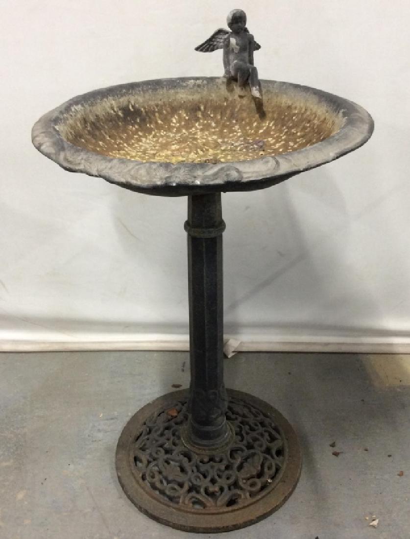 Metal Birdbath With Cherub Figurine Detail (1 of 12)