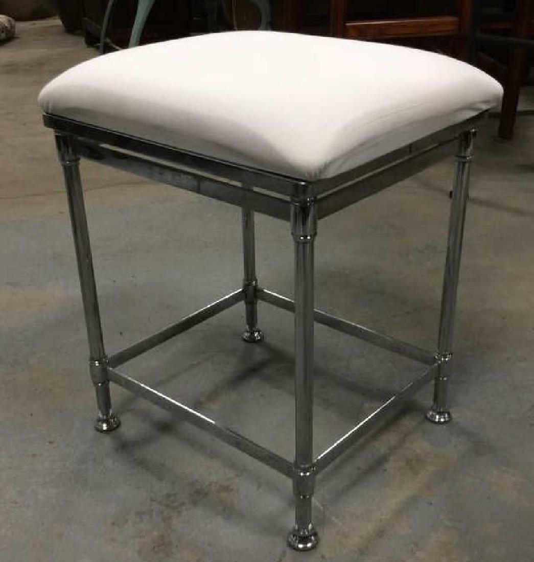 Silver Toned Cushioned Bathroom Stool (1 of 11)