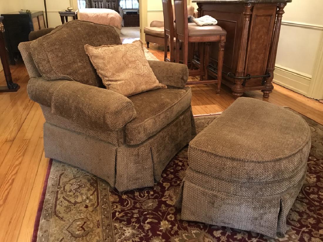 Set of DREXEL Upholstered Swivel Chair and Ottoman (1 of 12)
