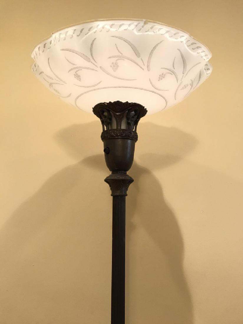 Metal And Stone Torchiere Floor Lamp (1 of 10)