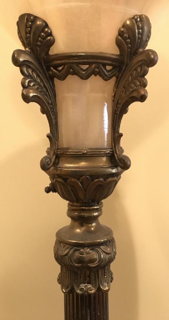 Brass Toned Metal Torchiere Floor Lamp (1 of 10)