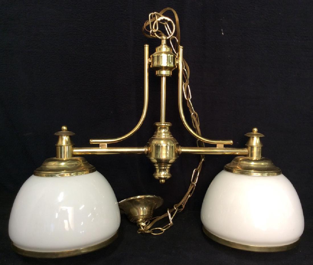 Brass Tone Double Pendant Suspension Lamp (1 of 12)