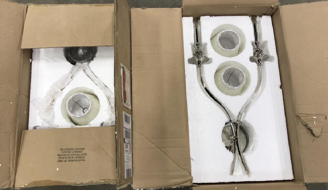 Pair of Double Light Nickel Wall Sconces (1 of 12)
