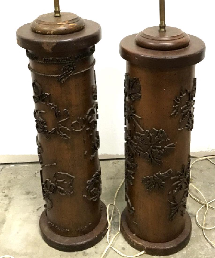 Pair of TODA Wood & Metal Pillar Lamps (1 of 15)