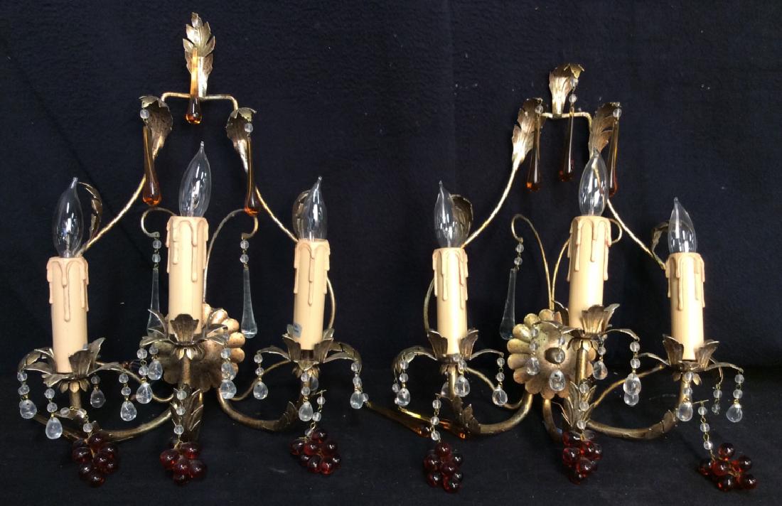 Vintage Candelabra Wall Sconces W Glass Beads (1 of 9)