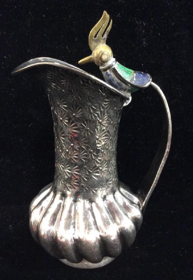 Los Castillo Bird Pitcher Silver Plate W Stone (1 of 7)