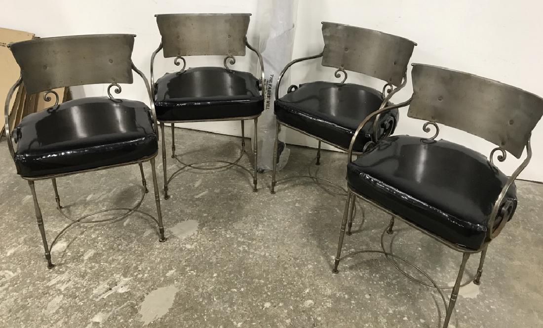 Set of 4 Industrial Metal Chairs W Vinyl Cushions (1 of 19)